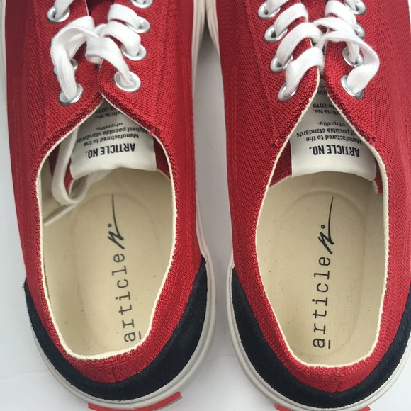 NWOT Article No. 1007 Red Canvas Sneakers - Picture 3 of 11